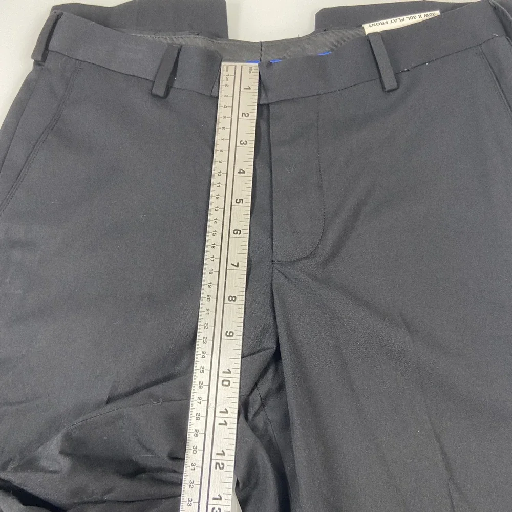 Ivy Crew Mens 30W x 30L Black Modern Fit Flat Front Chino Dress Pants NEW Office